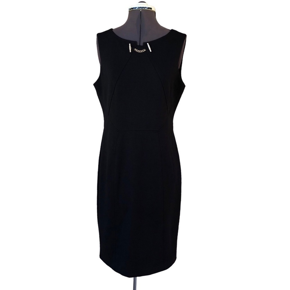 Ivanka Trump Toggle-neck Ponte Sheath Sleeveless Dress Black Size 12 - Picture 2 of 14